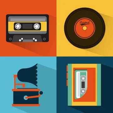 Music elements with flat desiign, vector illustration 스톡 일러스트