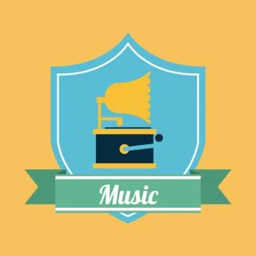 Music elements with flat desiign, vector illustration Stock Illustration