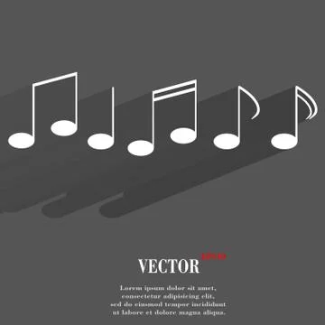 Music elements notes web icon, flat design イラスト素材