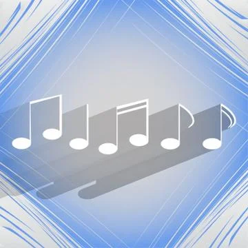 Music elements notes web icon on a flat geometric abstract background イラスト素材