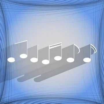Music elements notes web icon on a flat geometric abstract background 스톡 일러스트