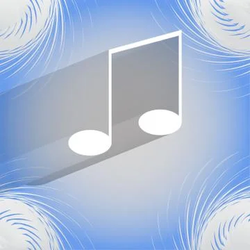 Music elements notes web icon on a flat geometric abstract background Stock Illustration