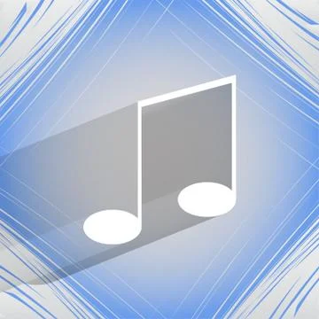 Music elements notes web icon on a flat geometric abstract background 스톡 일러스트