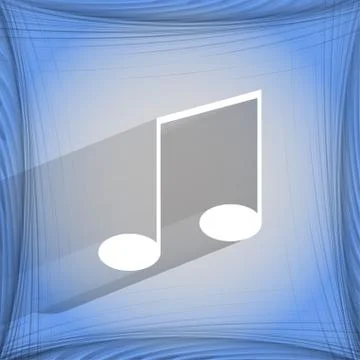 Music elements notes web icon on a flat geometric abstract background 스톡 일러스트