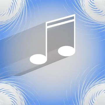 Music elements notes web icon on a flat geometric abstract background 스톡 일러스트