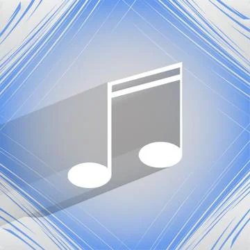 Music elements notes web icon on a flat geometric abstract background 스톡 일러스트