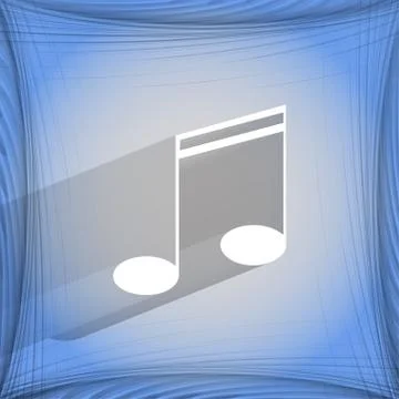 Music elements notes web icon on a flat geometric abstract background Stock Illustration