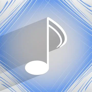 Music elements notes web icon on a flat geometric abstract background Stockillustratie