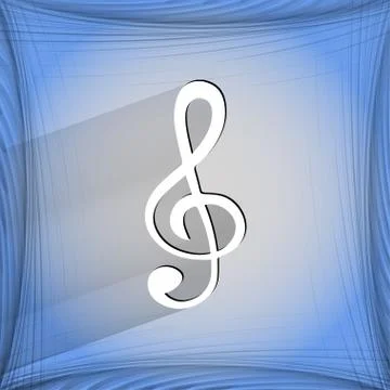 Music elements notes web icon  on a flat geometric abstract background Stock Illustration