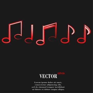 Music elements notes web icon, flat design Stock Illustration