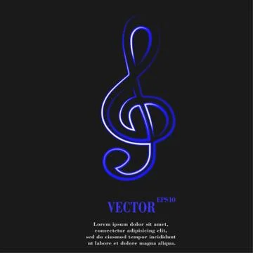 Music elements notes web icon, flat design Illustrazione stock