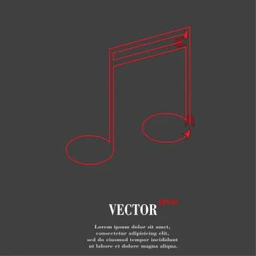 Music elements notes web icon, flat design Illustrazione stock