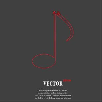 Music elements notes web icon, flat design Illustrazione stock