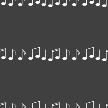 Music elements notes web icon. flat design. Seamless gray pattern. Illustrazione stock