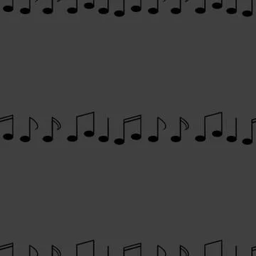 Music elements notes web icon. flat design. Seamless gray pattern. Stock Illustration