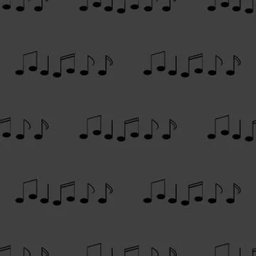 Music elements notes web icon. flat design. Seamless gray pattern. Illustrazione stock