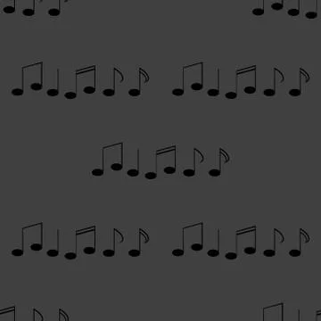 Music elements notes web icon. flat design. Seamless gray pattern. 스톡 일러스트