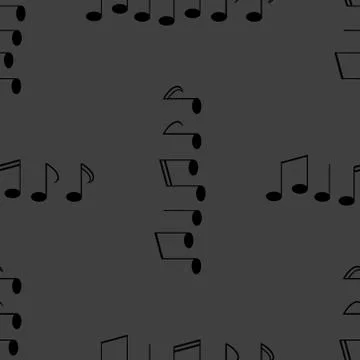Music elements notes web icon. flat design. Seamless gray pattern. イラスト素材