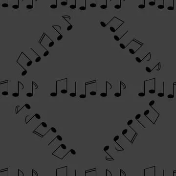 Music elements notes web icon. flat design. Seamless gray pattern. Stock Illustration