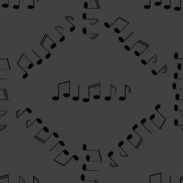 Music elements notes web icon. flat design. Seamless gray pattern. Illustrazione stock