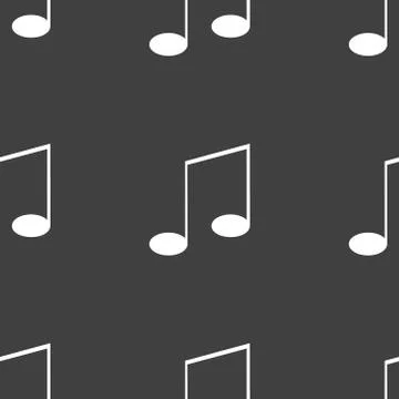 Music elements notes web icon. flat design. Seamless gray pattern. Illustrazione stock