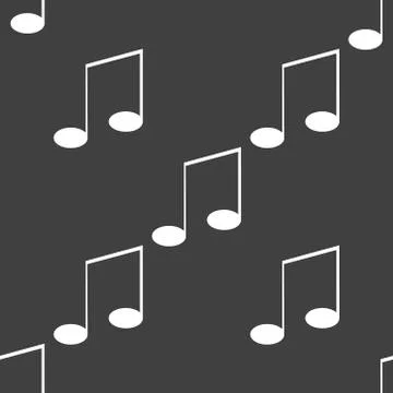 Music elements notes web icon. flat design. Seamless gray pattern. イラスト素材