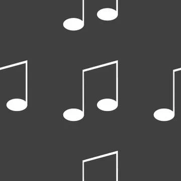 Music elements notes web icon. flat design. Seamless gray pattern. Illustrazione stock