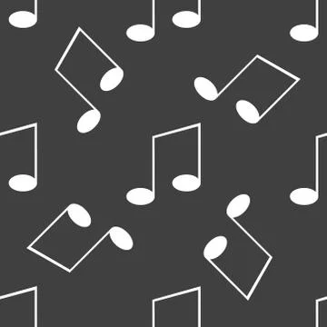 Music elements notes web icon. flat design. Seamless gray pattern. Illustrazione stock