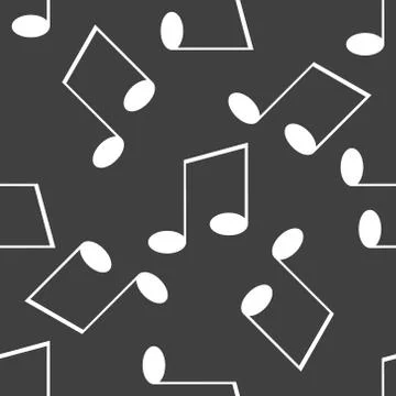 Music elements notes web icon. flat design. Seamless gray pattern. 스톡 일러스트