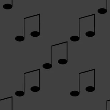 Music elements notes web icon. flat design. Seamless gray pattern. Illustrazione stock