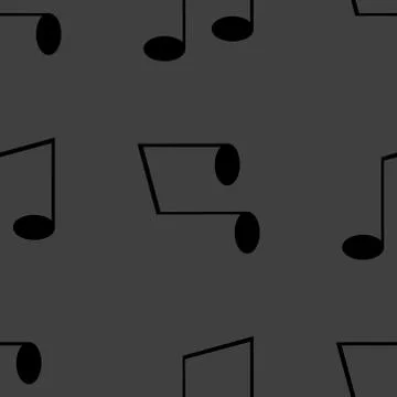 Music elements notes web icon. flat design. Seamless gray pattern. 스톡 일러스트