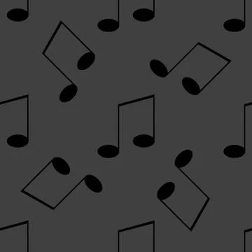 Music elements notes web icon. flat design. Seamless gray pattern. 스톡 일러스트
