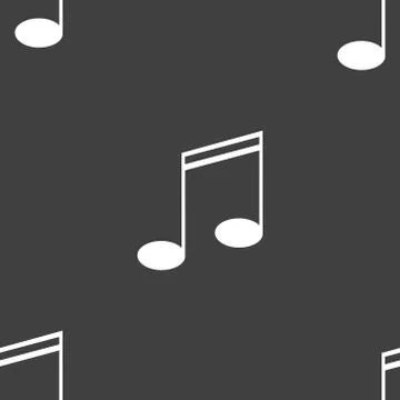 Music elements notes web icon. flat design. Seamless gray pattern. Stock Illustration