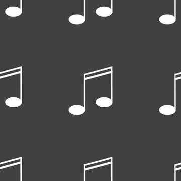 Music elements notes web icon. flat design. Seamless gray pattern. Stock Illustration