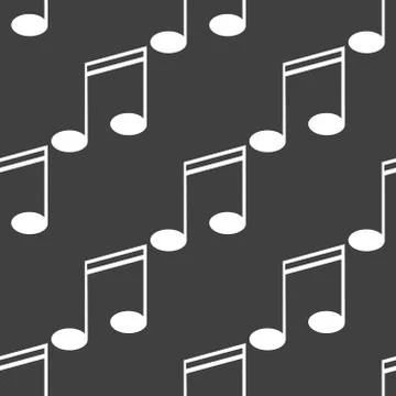 Music elements notes web icon. flat design. Seamless gray pattern. 스톡 일러스트