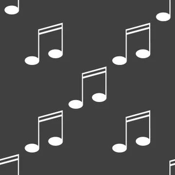 Music elements notes web icon. flat design. Seamless gray pattern. イラスト素材