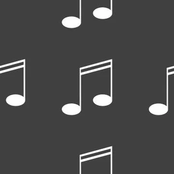Music elements notes web icon. flat design. Seamless gray pattern. 스톡 일러스트