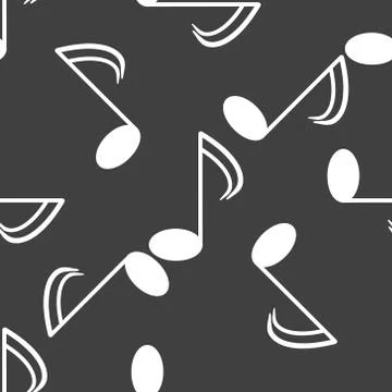 Music elements notes web icon. flat design. Seamless gray pattern. 스톡 일러스트