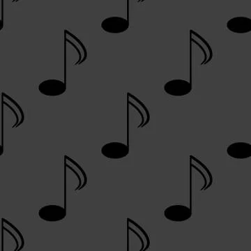 Music elements notes web icon. flat design. Seamless gray pattern. Stock Illustration