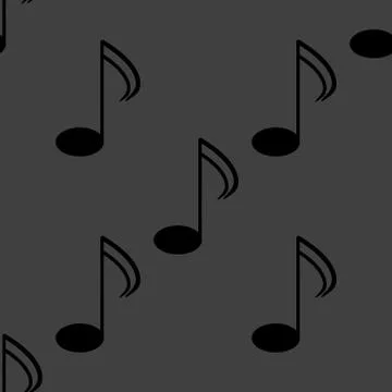 Music elements notes web icon. flat design. Seamless gray pattern. イラスト素材