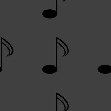Music elements notes web icon. flat design. Seamless gray pattern. Stock Illustration