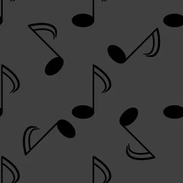 Music elements notes web icon. flat design. Seamless gray pattern. Stock Illustration