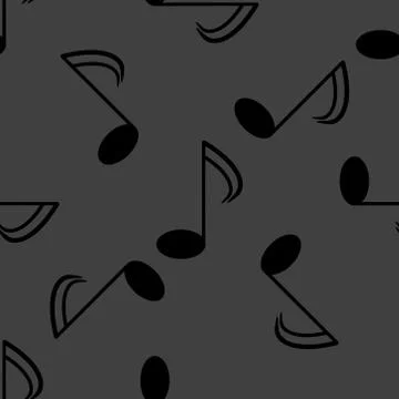 Music elements notes web icon. flat design. Seamless gray pattern. 스톡 일러스트