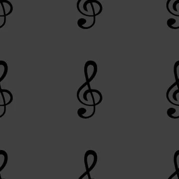 Music elements notes web icon. flat design. Seamless gray pattern. イラスト素材