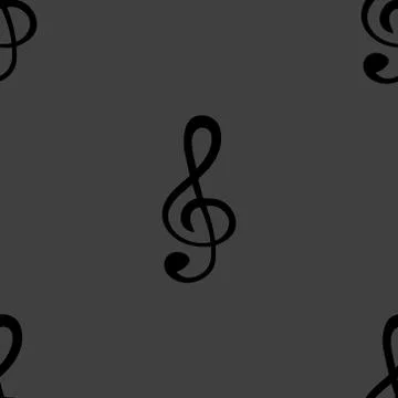 Music elements notes web icon. flat design. Seamless gray pattern. 스톡 일러스트