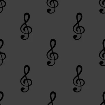 Music elements notes web icon. flat design. Seamless gray pattern. Illustrazione stock