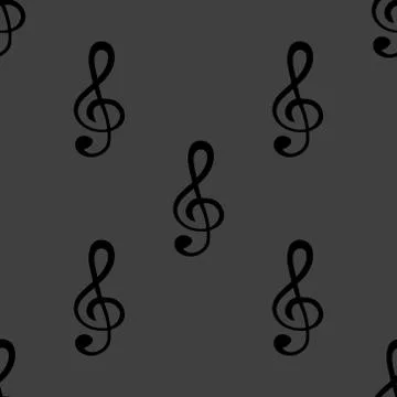 Music elements notes web icon. flat design. Seamless gray pattern. Illustrazione stock