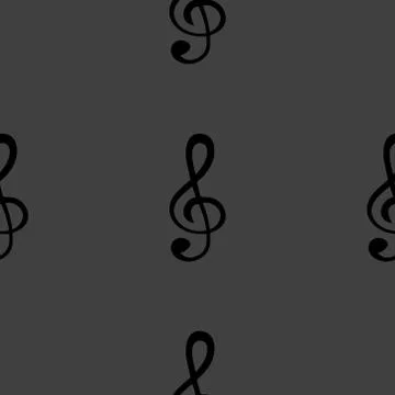 Music elements notes web icon. flat design. Seamless gray pattern. イラスト素材