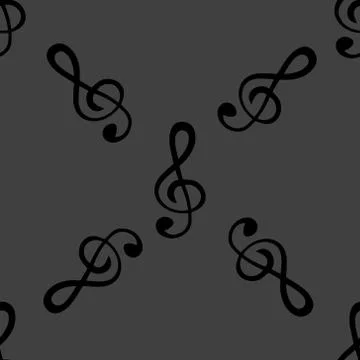 Music elements notes web icon. flat design. Seamless gray pattern. 스톡 일러스트