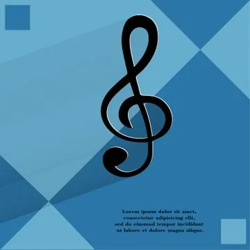 Music elements notes web icon  on a flat geometric abstract background Stock Illustration